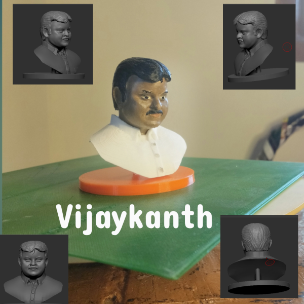 Captain Vijaykanth 3d Design Miniature STL file Download - 3d print Tamil