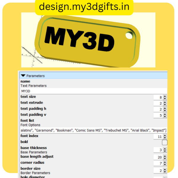 3 Keychain - Openscad Template - 3D Print design