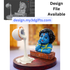 Krishnan Floating Vennai Pot 3D Design File | Krishna STL Model