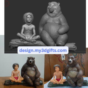 3D Design File – The Jungle Book Baloo & Mowgli Characters STL